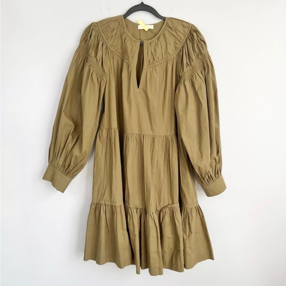 Ulla Johnson Size 6 • Green Rosa Puff Sleeve Poplin Mini Dress. - Picture 3 of 6